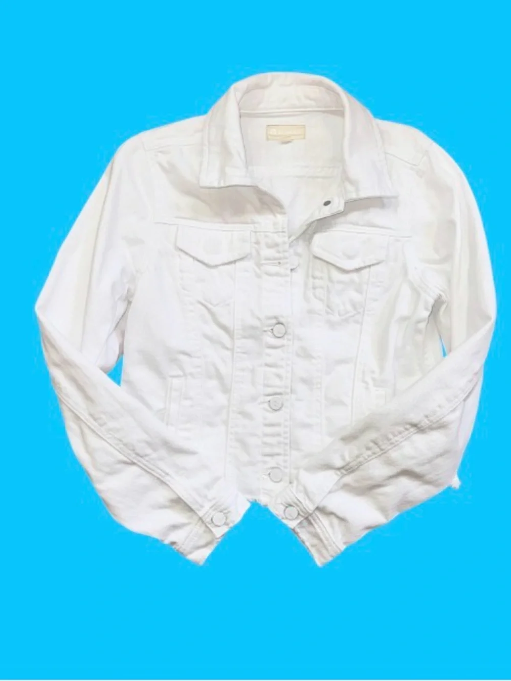 TRACTR boutique white  distress denim jacket girl’s size Large   12  14 16